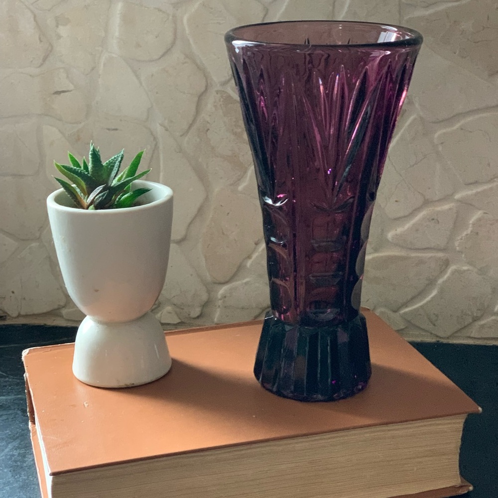 LAUSITZER | Vintage Purple Cut Glass Vase